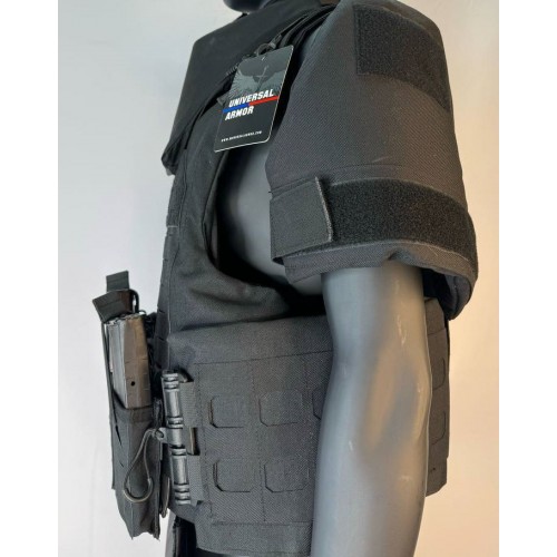 Бронежилет разгрузочный UNIVERSAL ARMOR в Пскове (СВМПЭ + бронеплиты Бр5 класса) черный