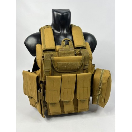 Тактический разгрузочный жилет «5 / пять карманов» с подсумками Tactical Molle Plate Carrier для съемных бронепластин в Пскове